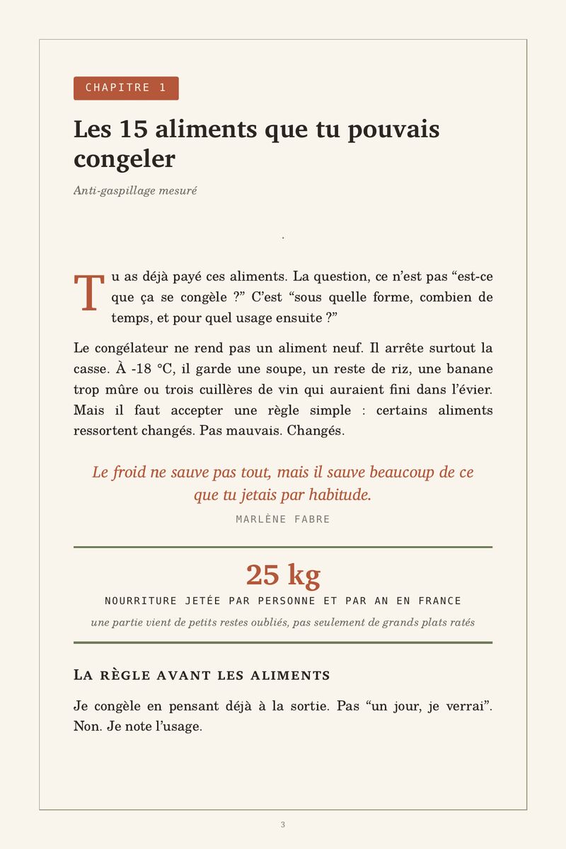 Début du chapitre « Les 15 aliments que tu pouvais congeler »