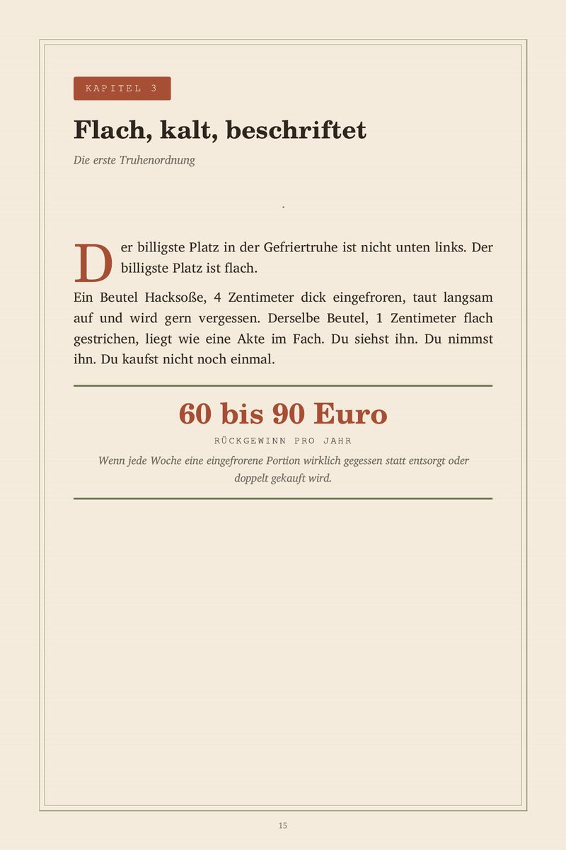 Kapitelanfang „Flach, kalt, beschriftet“